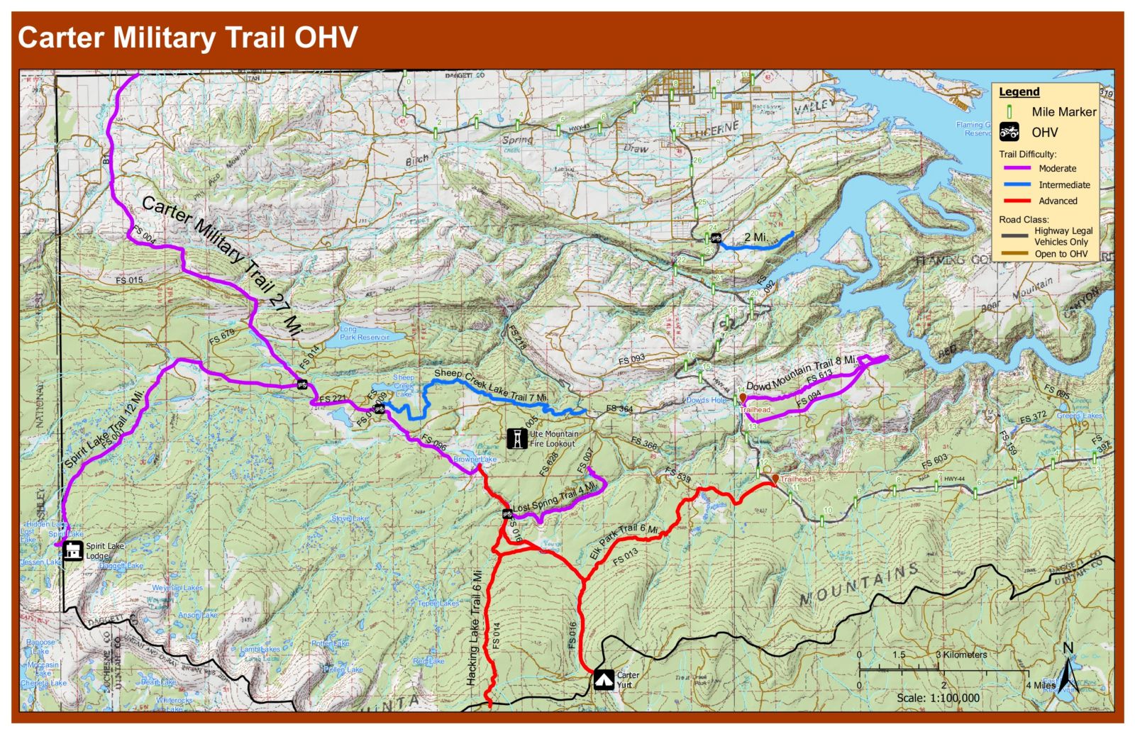Carter Military Trail OHV Map Flaming Gorge